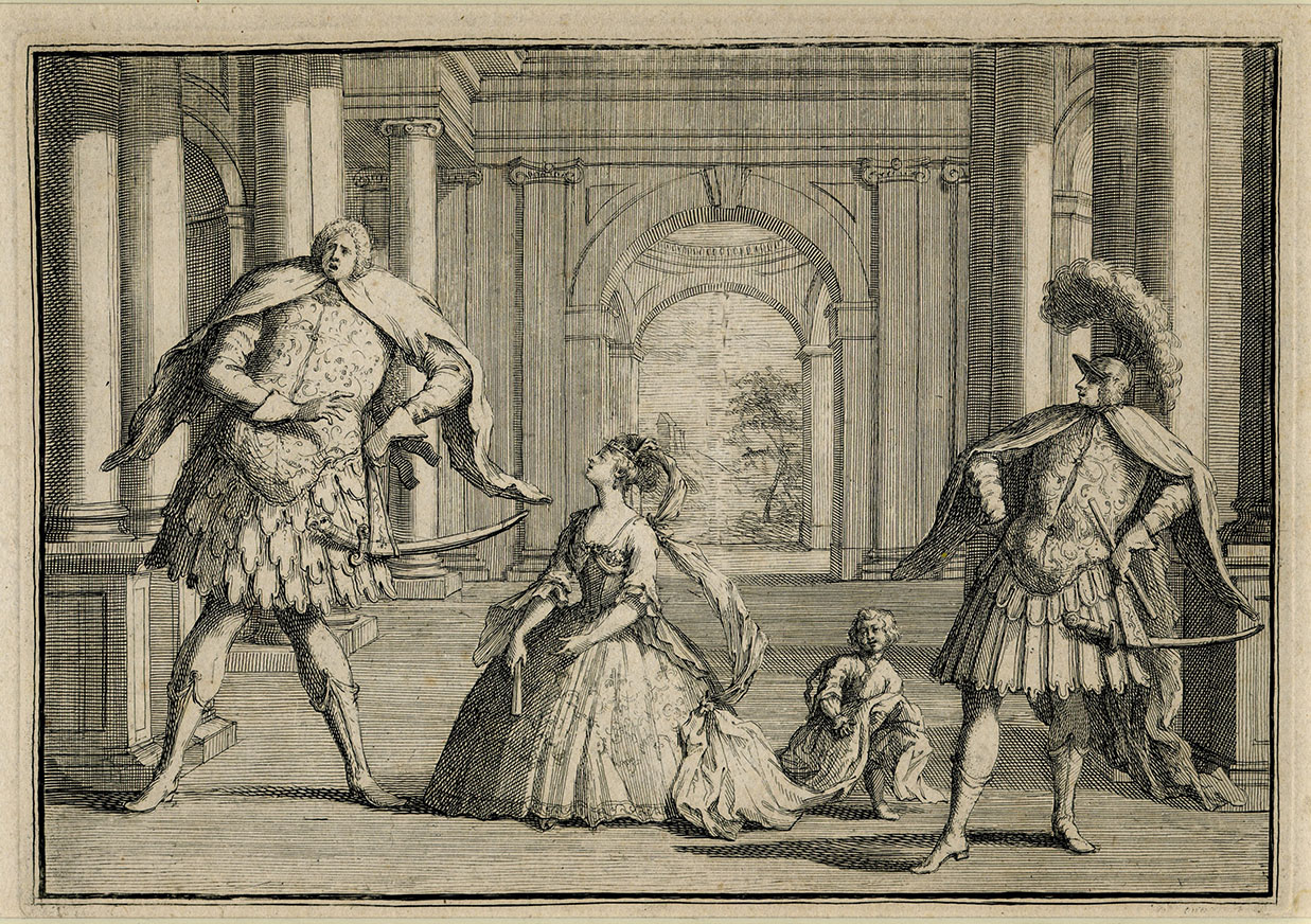 historischer Stich: Gaetano Berenstadt, Francesca Cuzzoni und Senesino, Künstler unbekannt