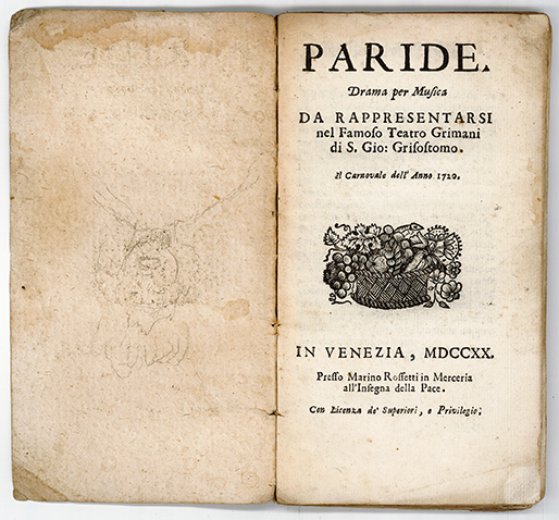 historisches Buch: Giuseppe Maria Orlandini, Paride, Venedig 1720