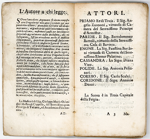 historisches Libretto: Giuseppe Maria Orlandini, Paride, Venedig 1720