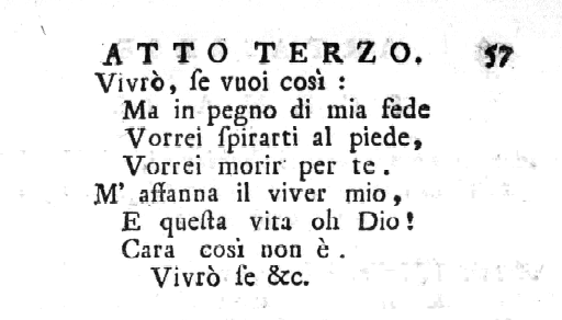 Aus dem Libretto zu Pietro Metastasio / Baldassare Galuppi, Artaserse, Lucca 1757