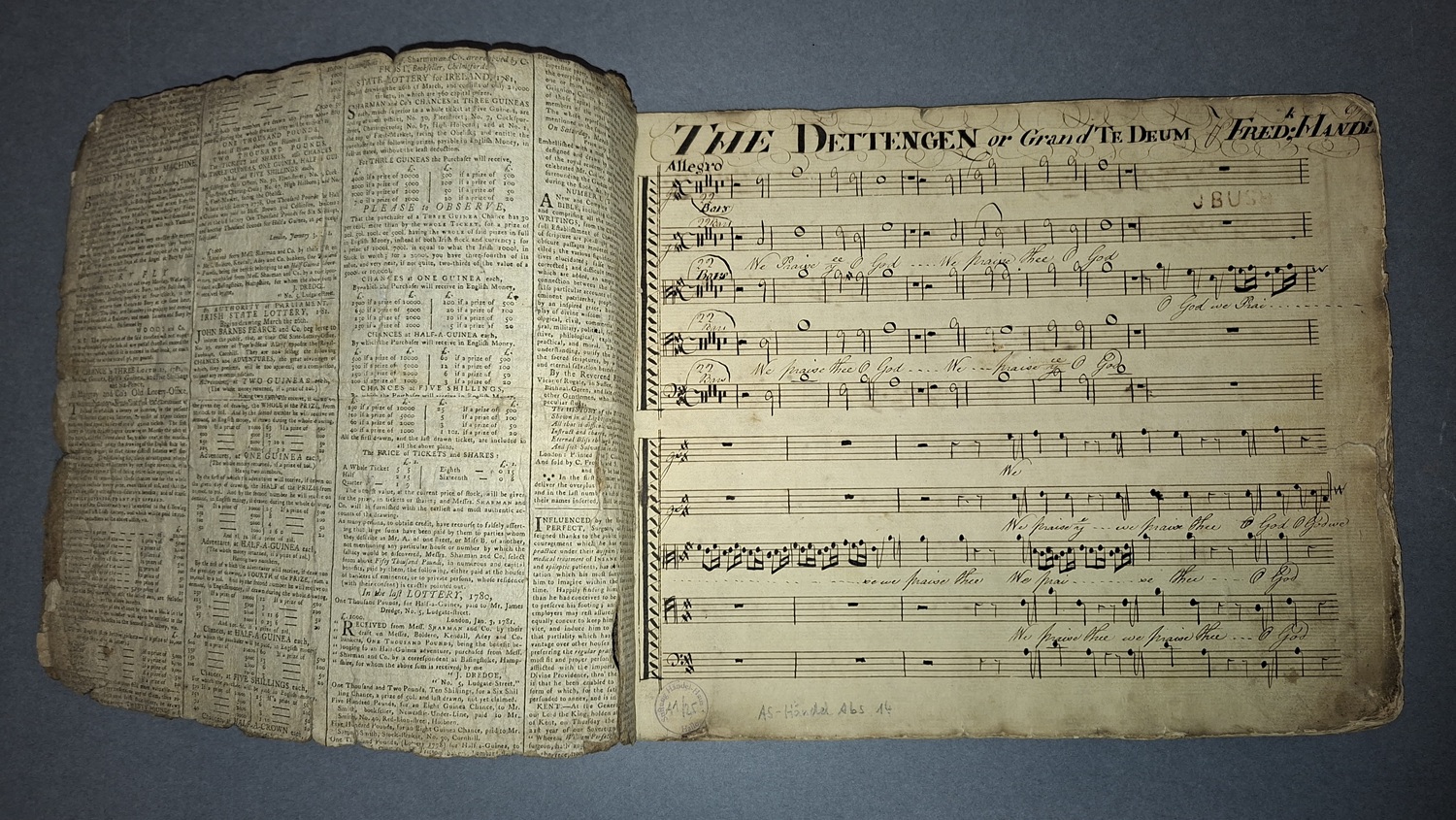 Buchpatenschaft: Händel, Georg Friedrich: Tho;s Bell. August 10: 1781.