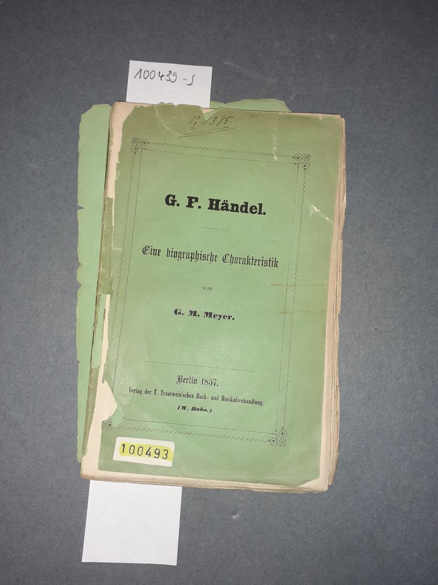 Buchpatenschaft: G. F. Händel – eine biographische Charakteristik