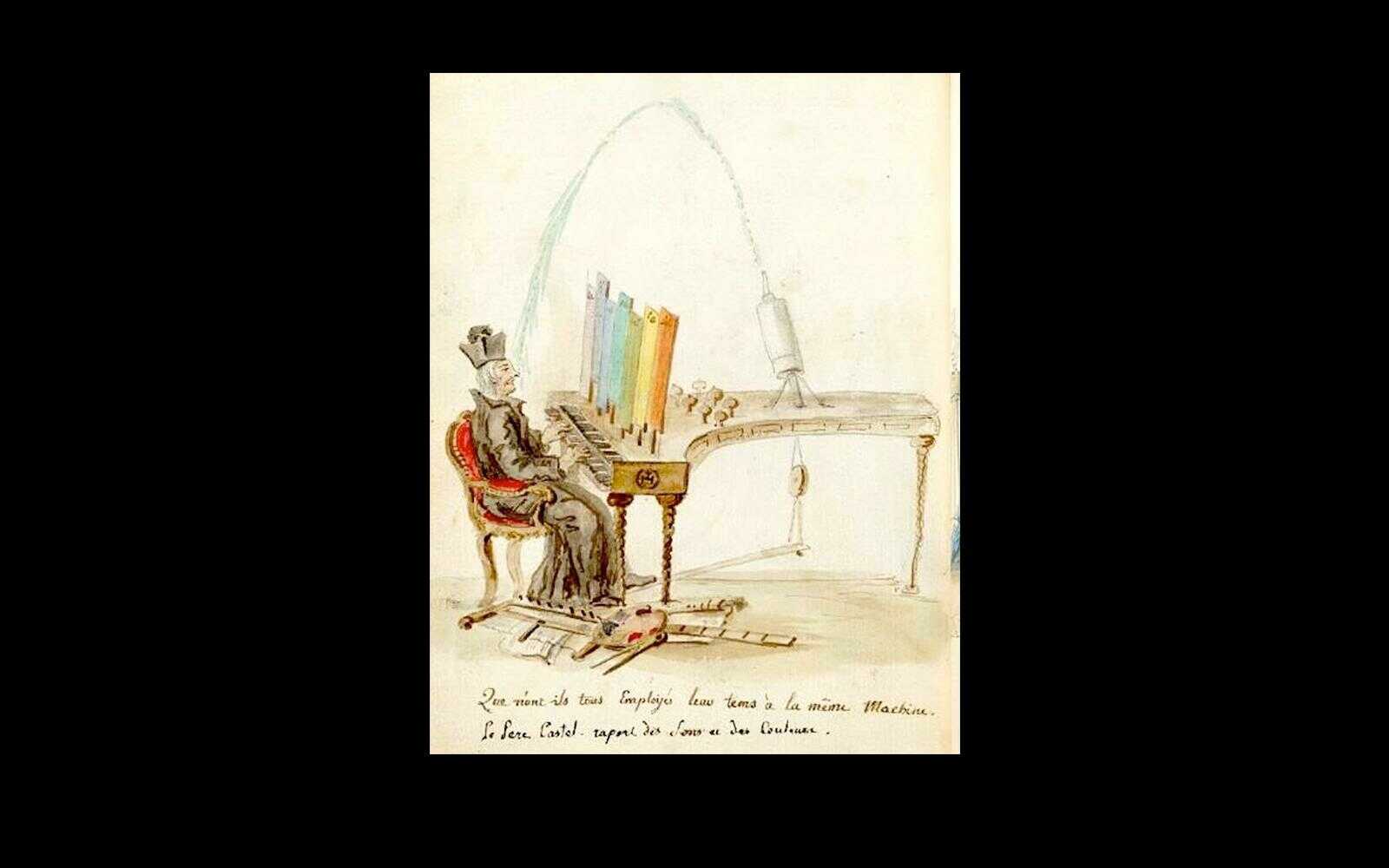 „Père Castels Clavecin pour les yeux“, Charles Germain de Saint Aubin, 18. Jahrhundert, Waddesdon, The Rothschild Collection (© Wikimedia Commons)